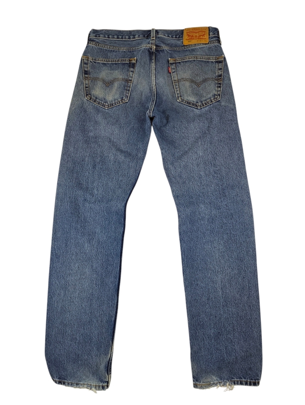 Levi’s 505 Straight Leg Jeans Men’s 33x34 Medium Wash Distressed Faded Worn In - Picture 5 of 11